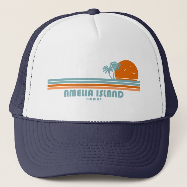 Gorra De Camionero Isla de Amelia Florida Palmeras (Anverso)
