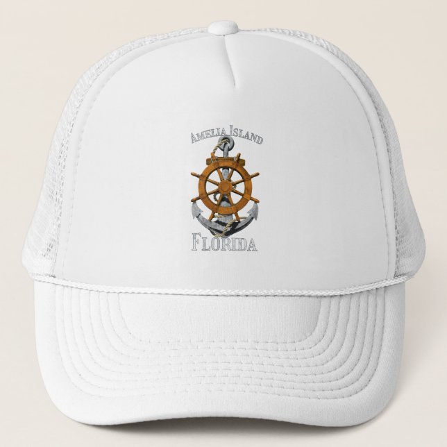 Gorra De Camionero Isla de Amelia Florida Vacaciones Hel Ancla Náutic (Anverso)