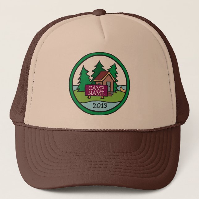 Gorra De Camionero Isla de campamento juvenil de verano con signo de  (Anverso)
