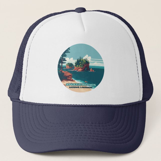 Gorra De Camionero Islas Apóstol Lakeshore Wisconsin Retro (Anverso)