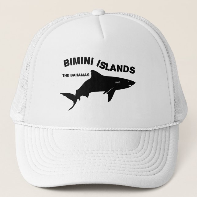 Gorra De Camionero Islas Bimini Scuba Buceando con tiburones - Bahama (Anverso)