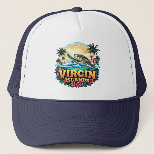 Gorra De Camionero Islas Vírgenes de los Estados Unidos Caribe (Anverso)