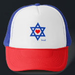 Gorra De Camionero Israeli Heart & Love Israel Flag travel /sport hat<br><div class="desc">Baseball/Trucker Hats: Israel & Heart with with Jewish start and red heart (Israel Flag) - love my country,  travel,  holiday,  peace,  national patriots / sports fans</div>