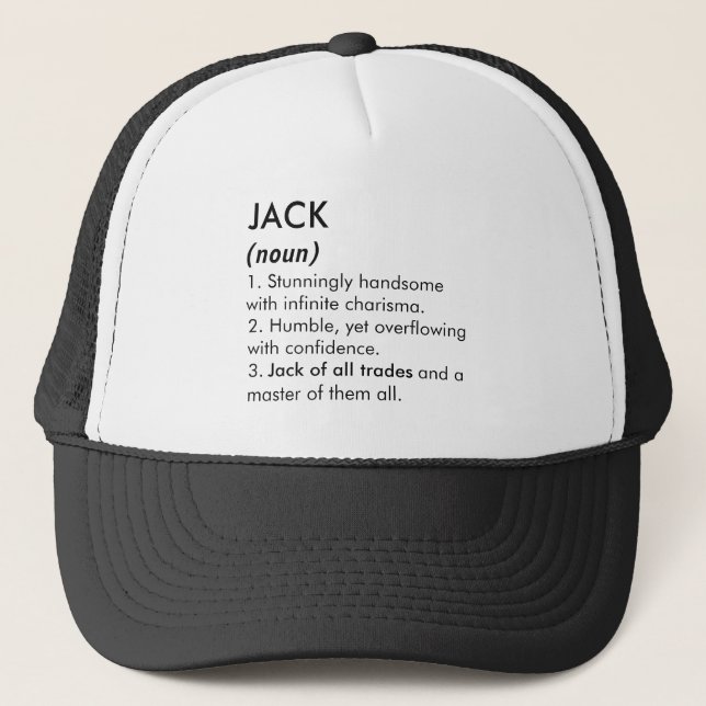 Gorra De Camionero Jack name, Editable name, Custom name (Anverso)