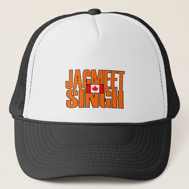 Gorra De Camionero Jagmeet Singh Naranja Bloquear texto Bandera canad (Anverso)
