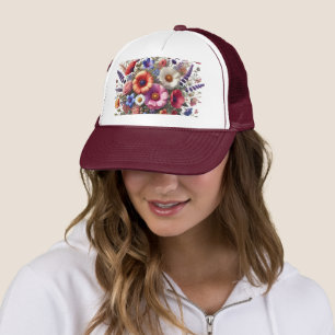 Gorra De Camionero Jardín de flores silvestres vibrantes colorido ver