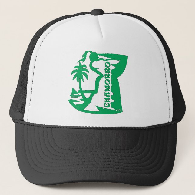 Gorra De Camionero Jefe que sostiene una piedra del latte.  Sello de (Anverso)