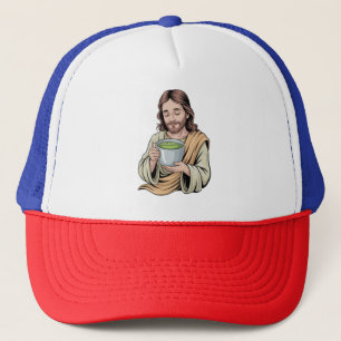 Gorra De Camionero Jesús bebiendo matcha cristiano