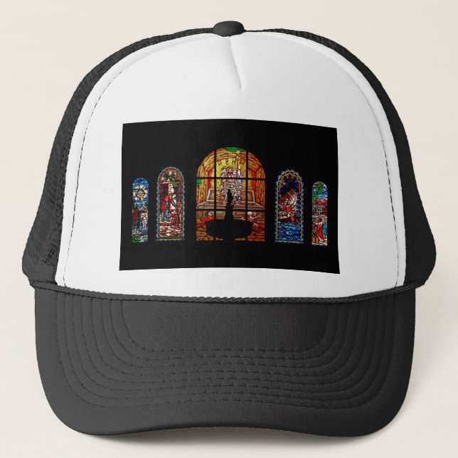 Gorra De Camionero jesús de vidrio manchado (Anverso)