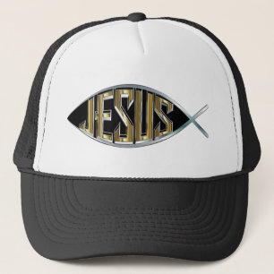 Gorra De Camionero Jesús dentro de un símbolo de pescado