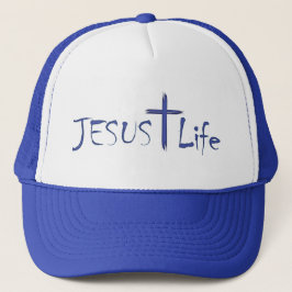 Gorra De Camionero JESUS Life Blue Text Trucker Hat