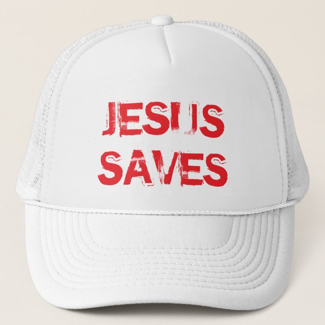 GORRA DE CAMIONERO JESUS SAVE TRUCKER HAT-WHITE (Anverso)