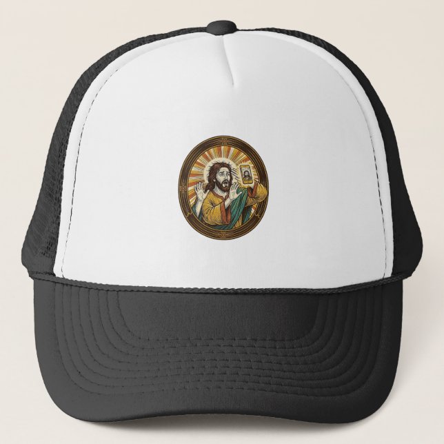 Gorra De Camionero Jesús Selfie Accidental de Cámara Frontal con Dobl (Anverso)