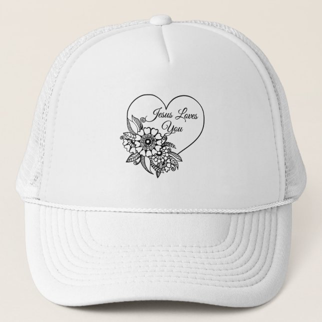Gorra De Camionero Jesús Te Ama Cita De La Biblia Cristiana (Anverso)