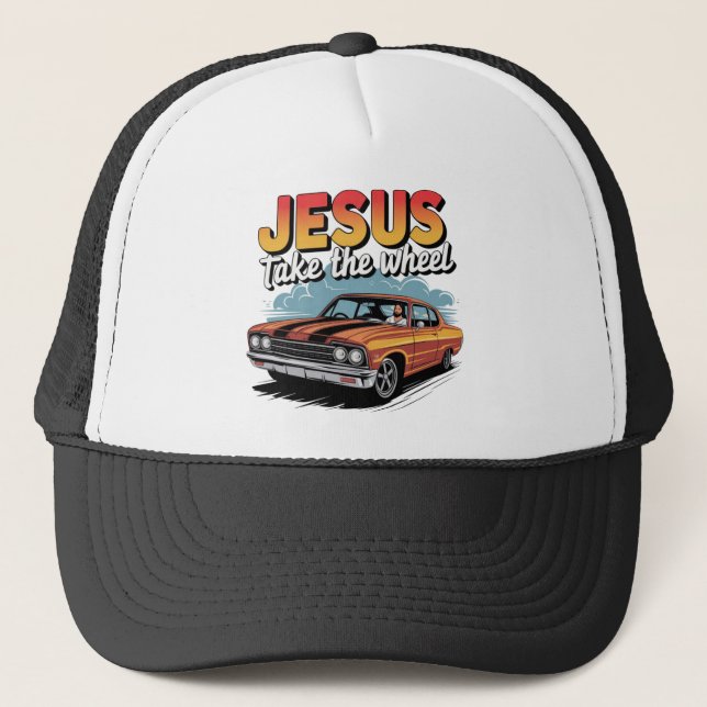 Gorra De Camionero Jesús toma la rueda del vehículo (Anverso)