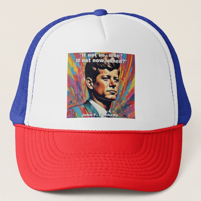 Gorra De Camionero JFK John F. Kennedy Cita Inspiración Motivacional (Anverso)