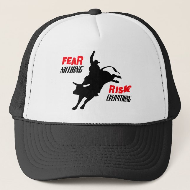 Gorra De Camionero Jinete "miedo de Bull nada riesgo todo " (Anverso)