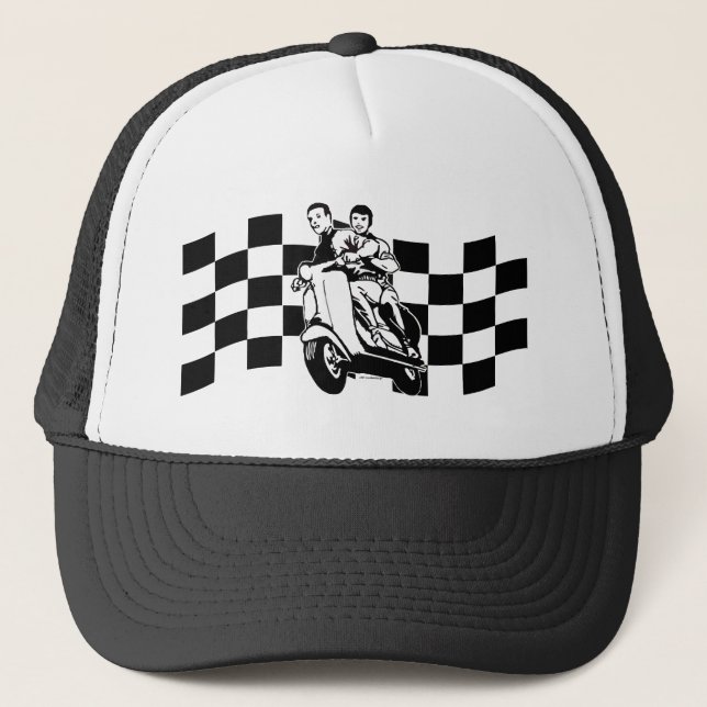 Gorra De Camionero Jinetes blancos y negros de la vespa del control (Anverso)