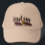 Gorra De Camionero Jirafa Hannukah Menorah<br><div class="desc">Ilustracion gráfico de un menorah de Hannukah de la jirafa.</div>
