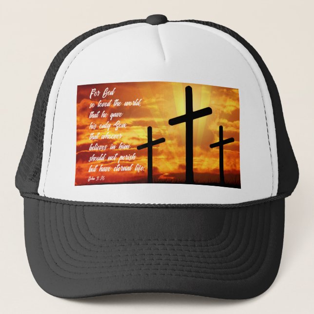 GORRA DE CAMIONERO JOHN 3:16 REGALO DE BIBLIA DE TRENDY VERSE CRISTIA (Anverso)