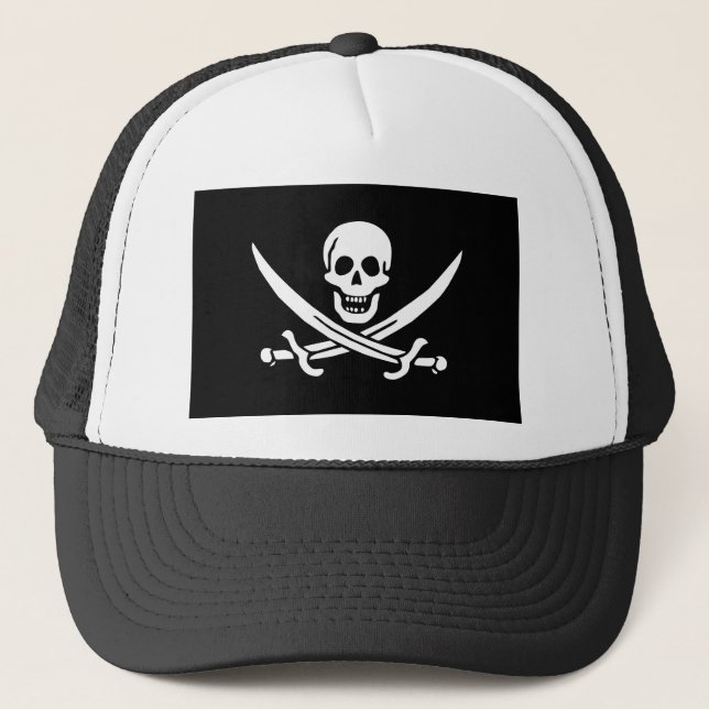 Gorra De Camionero Jolly Roger de Calico Jack Rackham (NEGRO) (Anverso)