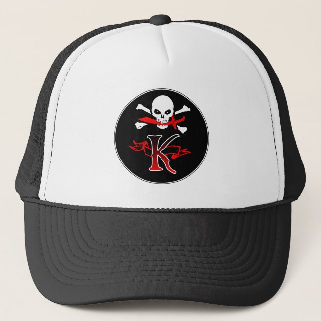 Gorra De Camionero Jolly Roger K Monograma Inicial (Anverso)
