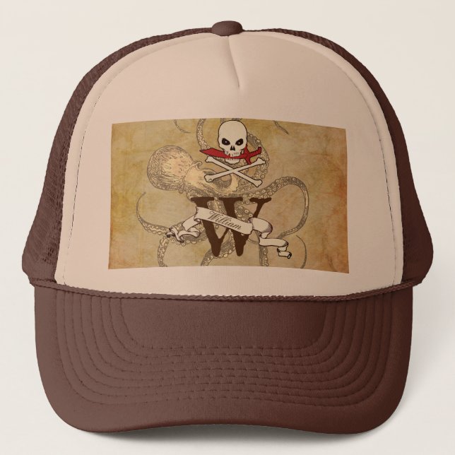Gorra De Camionero Jolly Roger Monogram Inicial (Anverso)