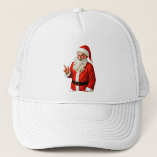 Gorra De Camionero Jolly Santa Claus Making Peace Sign – Vintage Chri