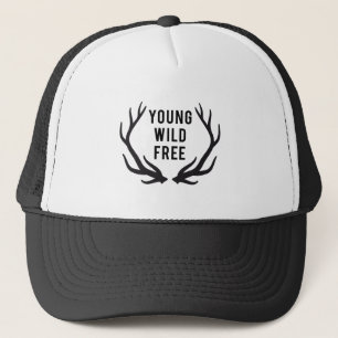 Gorra De Camionero joven, salvaje, libre, diseño del texto con las