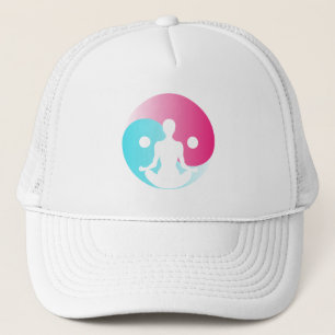 Gorra De Camionero Jóvenes chicas practican yoga frente al cartel de