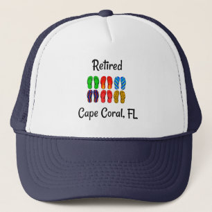 Gorra De Camionero Jubilado, Cape Coral, FL diseño de chanclas,
