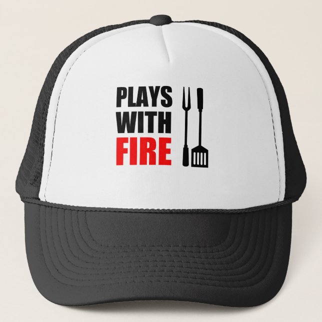 Gorra De Camionero Juega Con Grill De Incendios (Anverso)