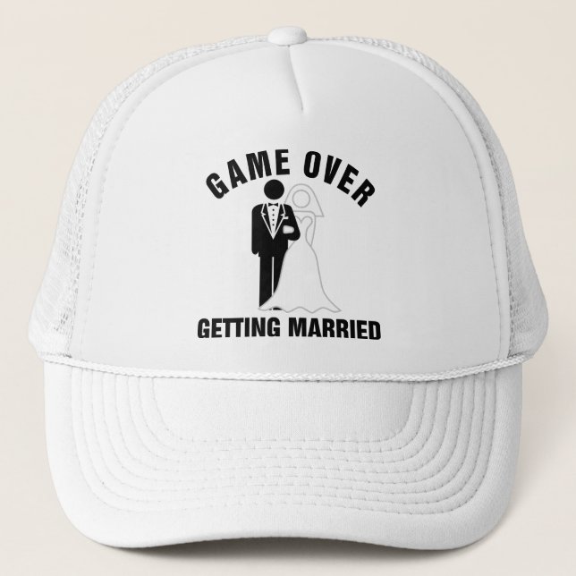 Gorra De Camionero Juego sobre conseguir casado (Anverso)