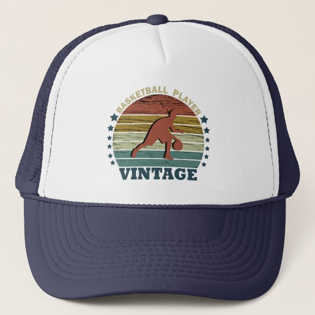 Gorra De Camionero Jugador de baloncesto driñando atardecer retro vin (Anverso)