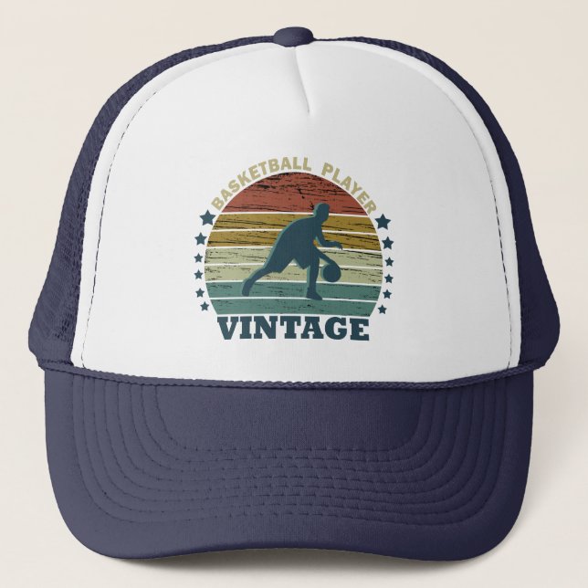 Gorra De Camionero Jugador de baloncesto driñando atardecer retro vin (Anverso)