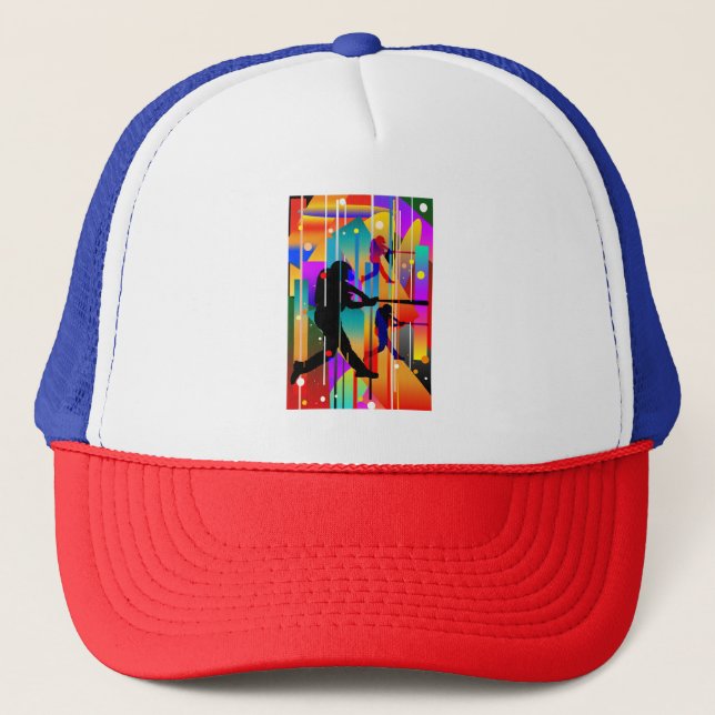 Gorra De Camionero Jugador de béisbol de silueta geométrica moderna (Anverso)