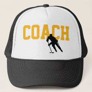 Gorra De Camionero Jugador de entrenador de hockey negro y amarillo d