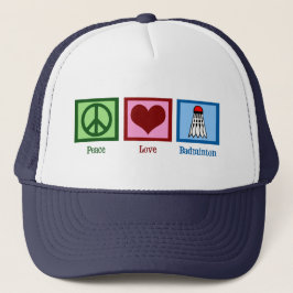 Gorra De Camionero Jugador de la Badminton de Peace Love