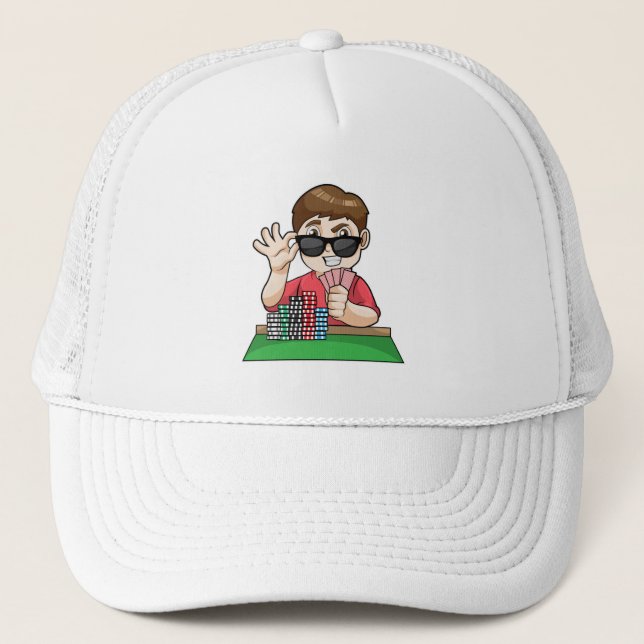 Gorra De Camionero Jugador de póquer con gafas de sol (Anverso)