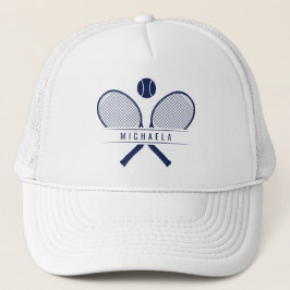 Gorra De Camionero Jugador de tenis con raquetas de tenis y nombre