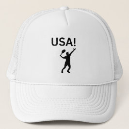 Gorra De Camionero Jugador de tenis de EE.UU. usando el punto como bo