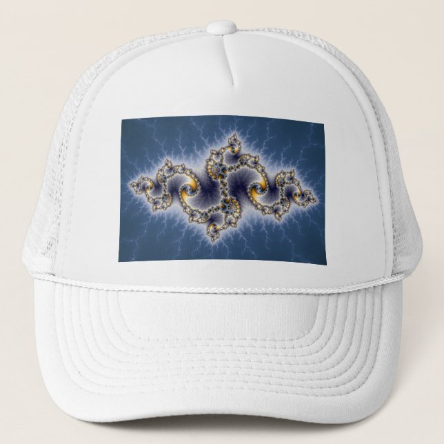 Gorra De Camionero Julia en el azul - arte del fractal (Anverso)