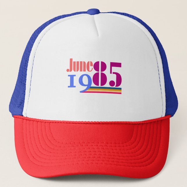 Gorra De Camionero Junio de 1985 Camiseta Retro Plus de negrita (Anverso)