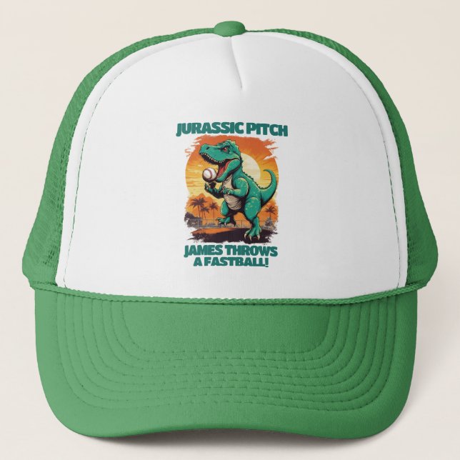 Gorra De Camionero Jurassic Pitch Personalizado Niños Béisbol (Anverso)