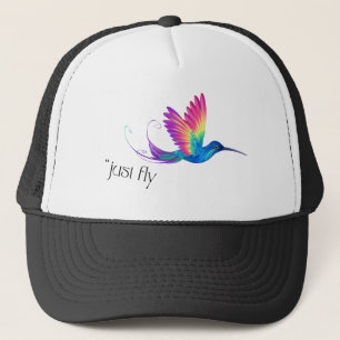 Gorra De Camionero Just Fly - Vibrant Rainbow Hummingbird Art for Fre