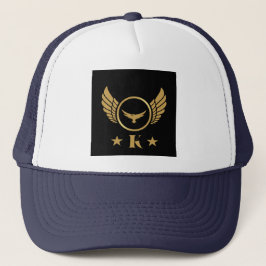 Gorra De Camionero K Inicial con imagen de águila dorada Monograma de