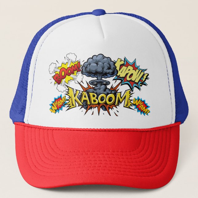 Gorra De Camionero Kaboom Bam Wham Comic Book Baseball Cap (Anverso)