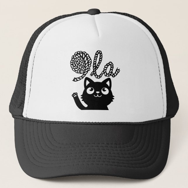 Gorra De Camionero Kamala Harris presidente 2024 Comma La Cat y Yarn (Anverso)