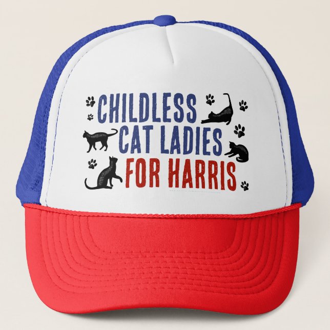 Gorra De Camionero Kamala Harris Presidente 2024 Gato femenino (Anverso)