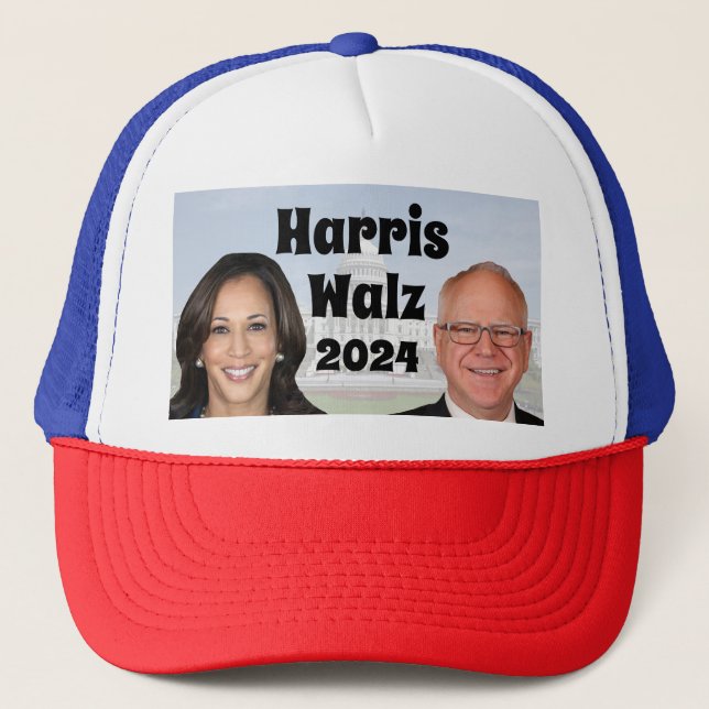Gorra De Camionero Kamala Harris y Tim Walz 2024 (Anverso)